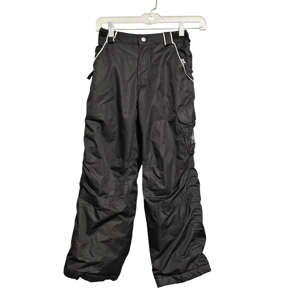 Faded Glory Kids Medium 7/8 Black Insulated Star Cargo Snow Pants FGG38S206